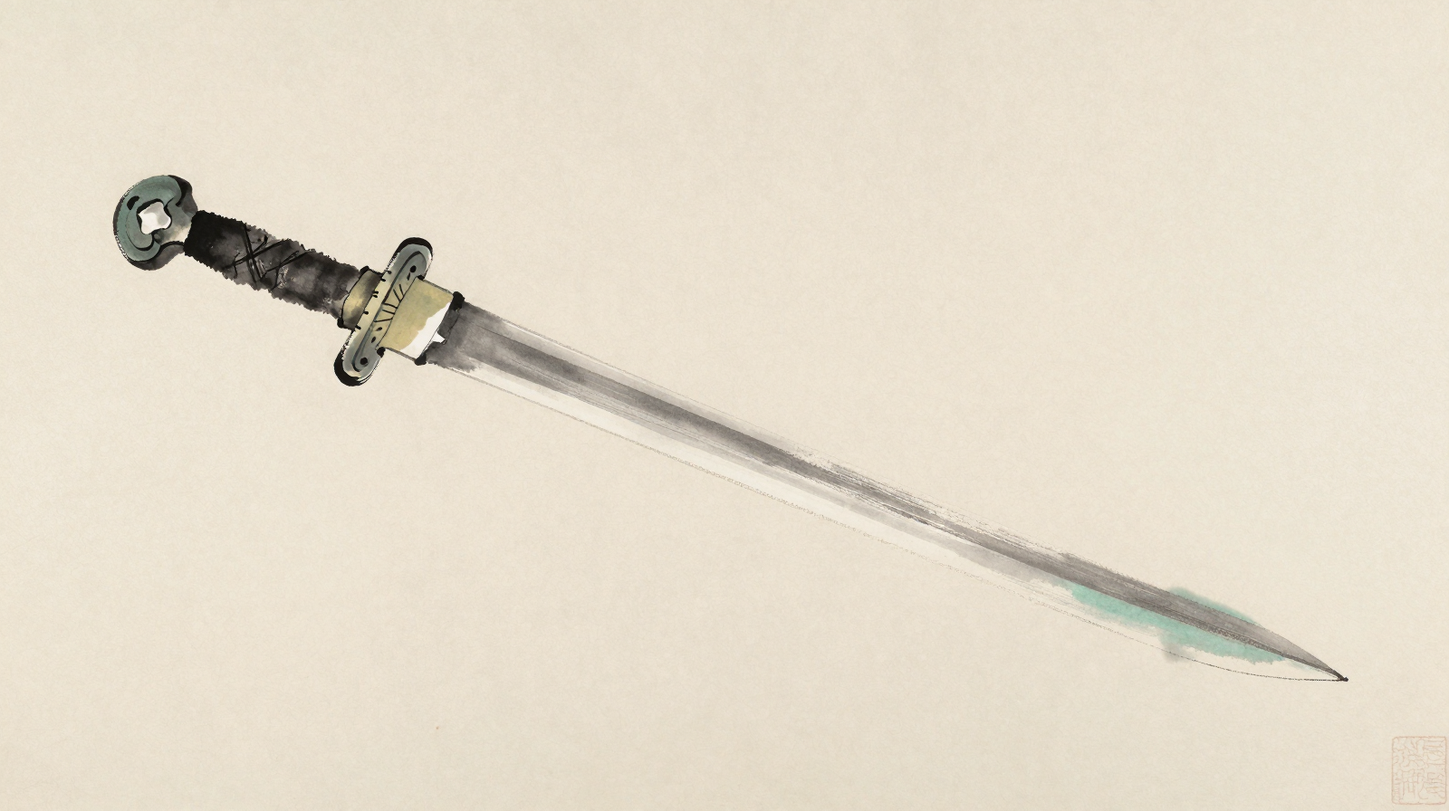 Illustration en aquarelle d'une épée Kunlun